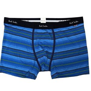 Paul Smith Mens Small Boxer Briefs Blue Black Striped Signature Logo New